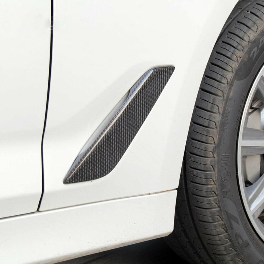 Car side panel with carbon fiber accent 